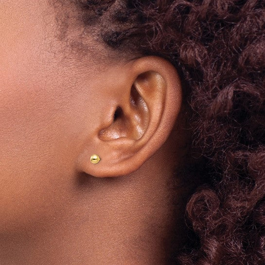 14 Karat Yellow Gold 4 Mm Ball Style Stud Earrings
