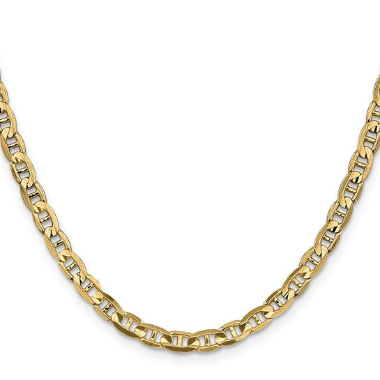 14 Karat Yellow Gold Solid Anchor Chain 4.5 Mm With Lobster Clasp 22"