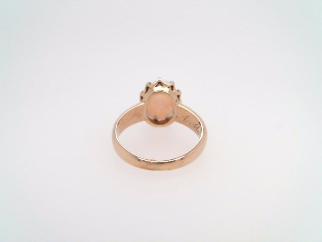 Vintage 14 Karat Rose Gold Opal Ring With Scalloped Crown Style Setting