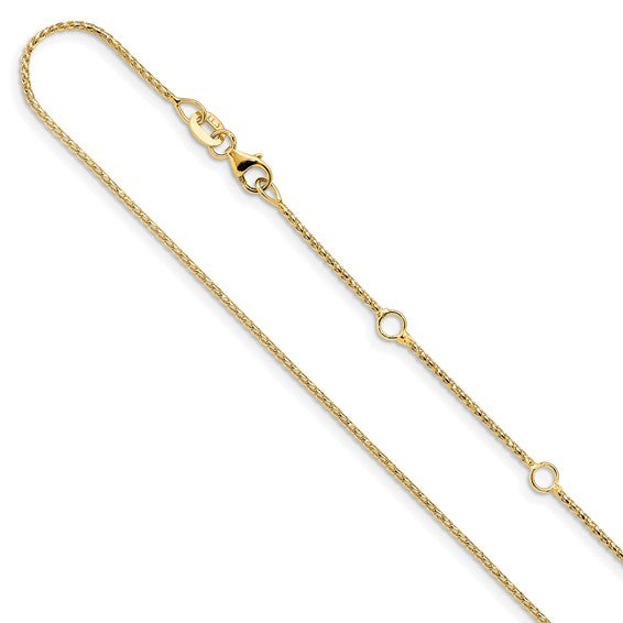 14 Karat Yellow Gold 1 Mm Diamond-Cut Open Franco Chain 20" With Loop