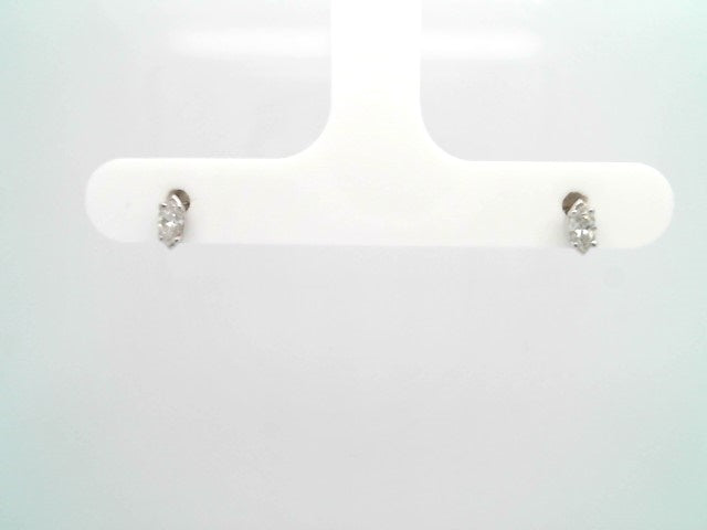 14 Karat White Gold 4 Prong Set Marquise Diamond Solitaire Stud Earrings