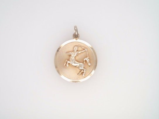 Vintage Sterling Silver Disc With 3D Sagittarius Zodiac Charm