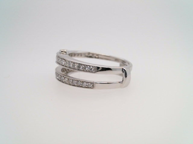 14 Karat White Gold Bead Set Diamond Ring Jacket With Milgrained Edge .68 Ctw