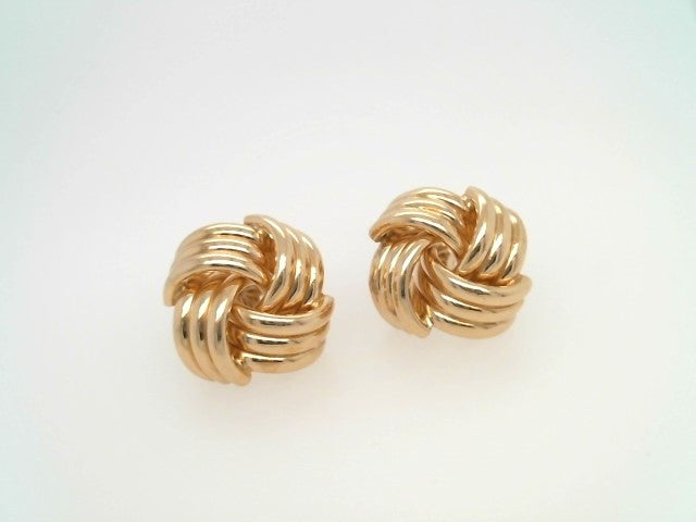 Vintage 14 Karat Yellow Gold 17 Mm Square Love Knot Post Earrings