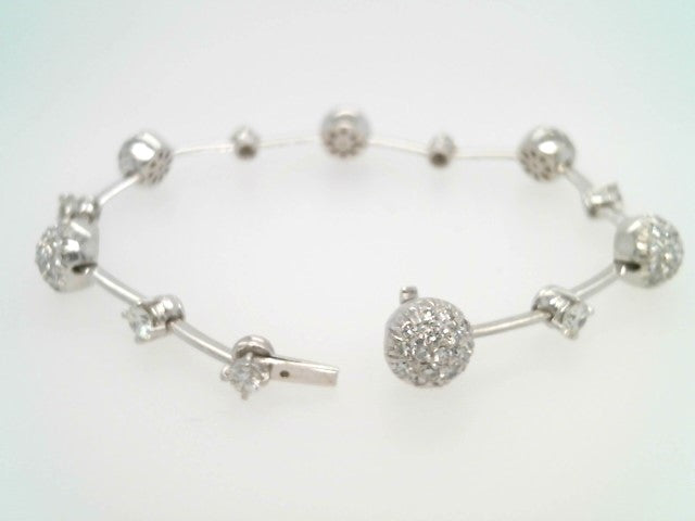 Vintage 18 Karat White Gold Diamond Station Line Bracelet