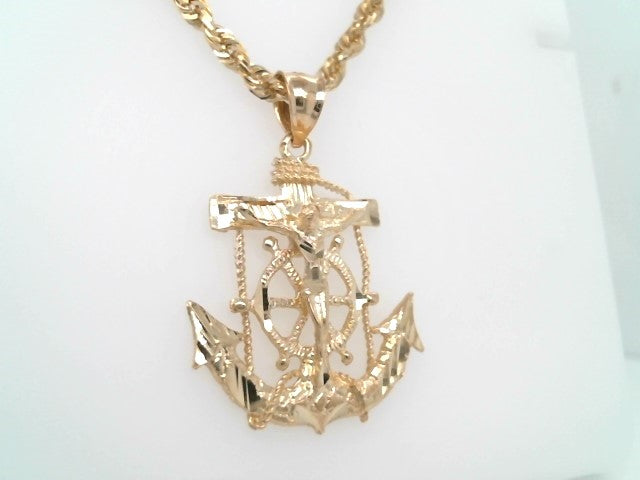 14 Karat Yellow Gold Mariner's Cross Pendant