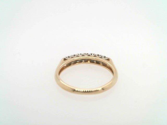 Vintage 14 Karat Yellow & White Gold 7 Diamond Band Ring In Fishtail Style Setting