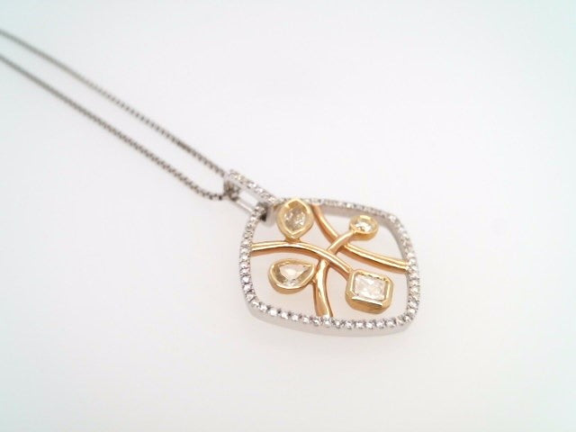 18 Karat White, Yellow, And Rose Gold White & Yellow Diamond Free-Form Pendant