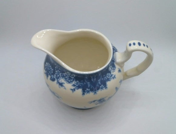 Pagoda Blue Transferware Porcelain Tea Set With Tray.