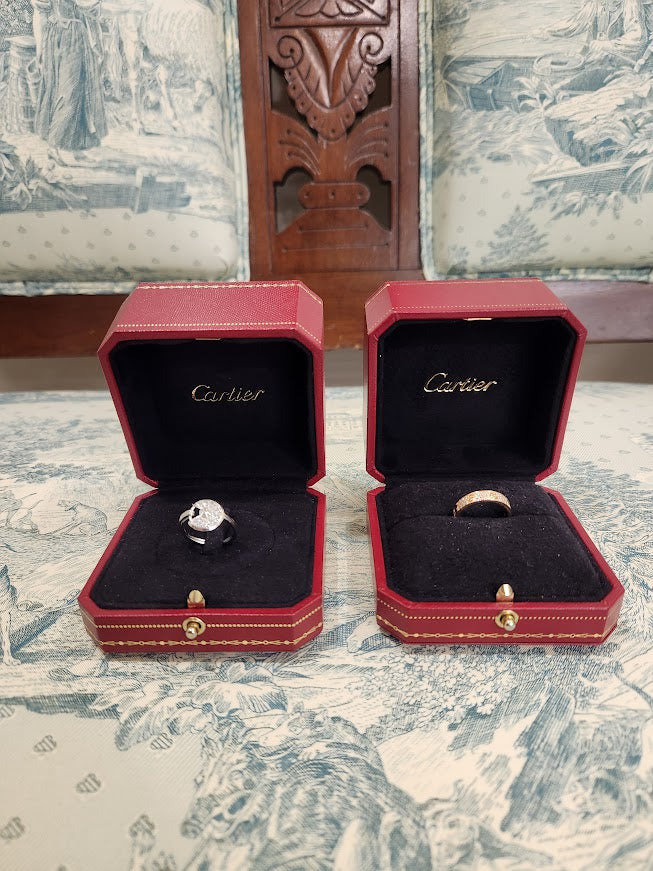 Vintage 18 Karat Rose Gold Diamond Band Ring - "Contemporary Love" signed Cartier