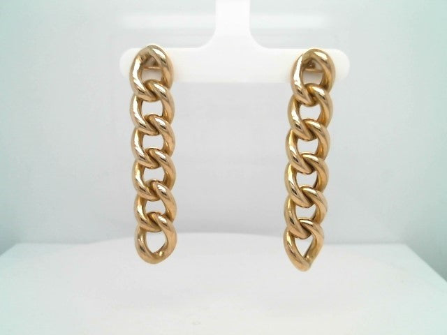 Vintage 18 Karat Yellow Gold Curb Link Chain Dangle Earrings