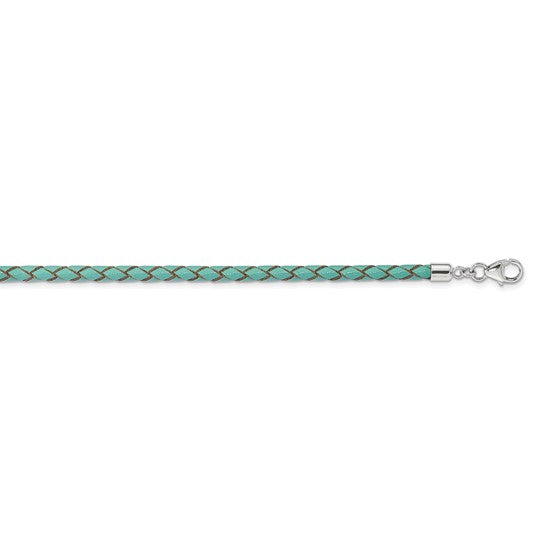 Teal Leather Choker/Wrap Necklace & Bracelet 14 Inch with 2 Inch Extender