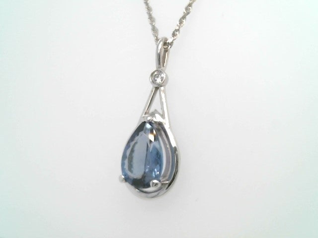 14 Karat White Gold Tanzanite & Diamond Pendant