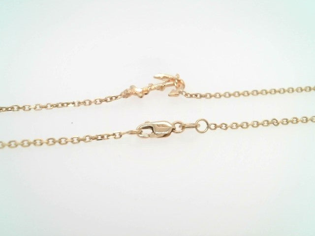 Vintage 14 Karat Yellow Gold Anchor Necklace With Diamond Cut Cable Chain, 16.5"