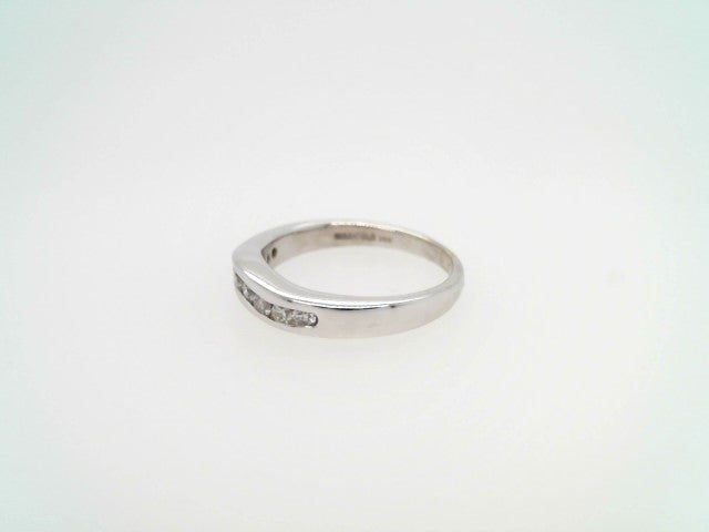 Vintage 14 Karat White Gold Curved Channel Set Diamond Band Ring