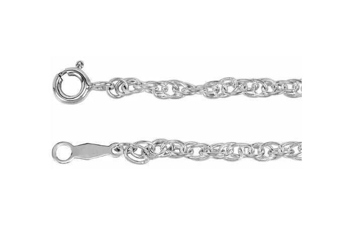 Sterling Silver 2 Mm Rope Chain With Lobster Clasp 18"