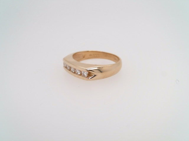 Vintage 14 Karat Yellow Gold 5 Diamond Channel Set Band Ring