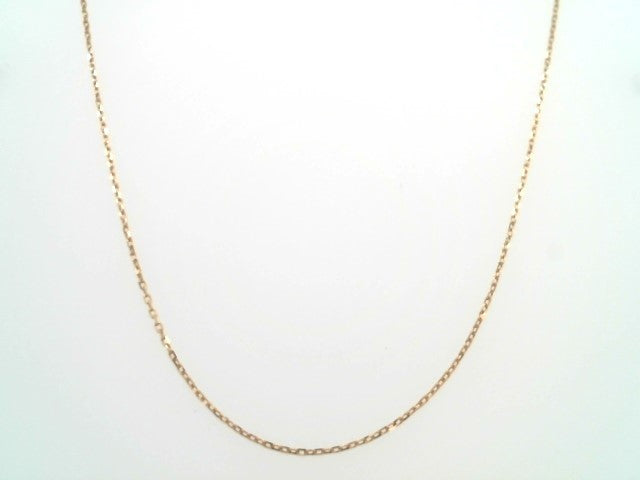 14 Karat Yellow Gold .8 Mm Diamond Cut Cable Chain, 16.5"
