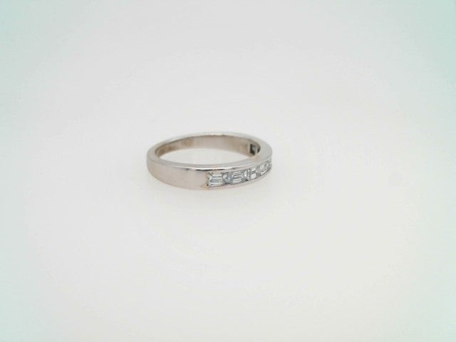Vintage 14 Karat White Gold Emerald Cut Diamond Channel Set Band Ring
