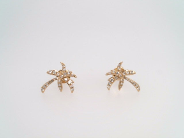 14 Karat Yellow Gold Diamond Palm Tree Stud Earrings
46 Round Brillia
