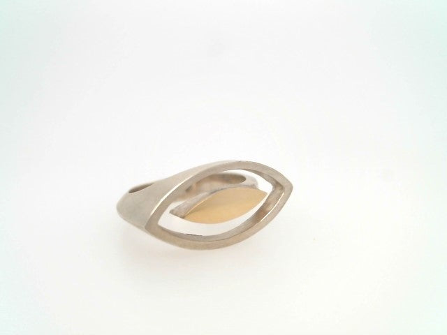 Sterling Silver & 18 Karat Yellow Gold "My Eye On You" Ring With Brushed Finish