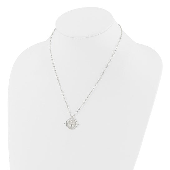 Sterling Silver 18 Mm Spinning Cross Medallion Pendant