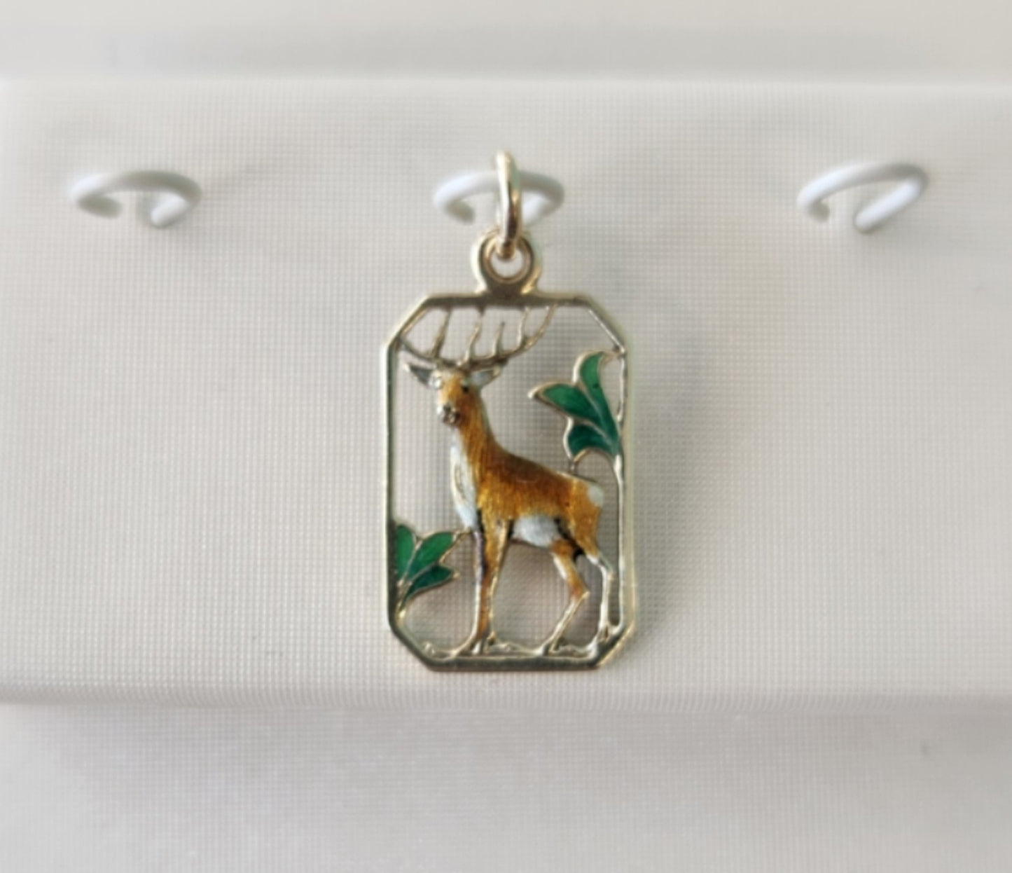 Vintage 14 Karat Yellow Gold Enameled Stag Cut Out Charm
