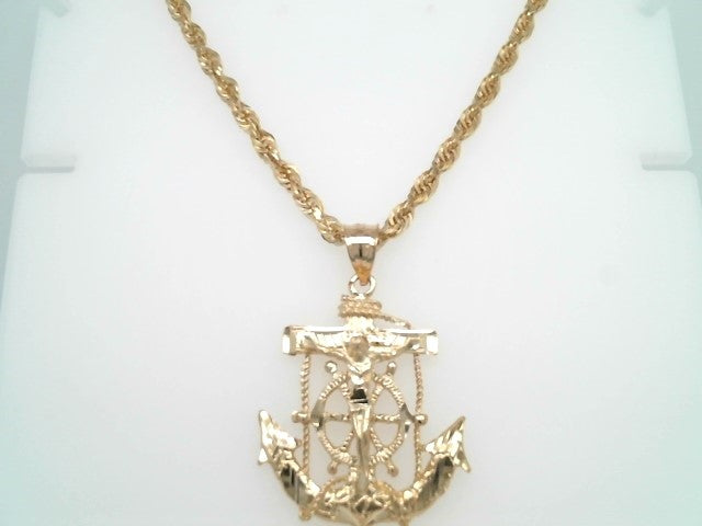 14 Karat Yellow Gold 3.7 Mm Diamond Cut Rope Chain, 24"