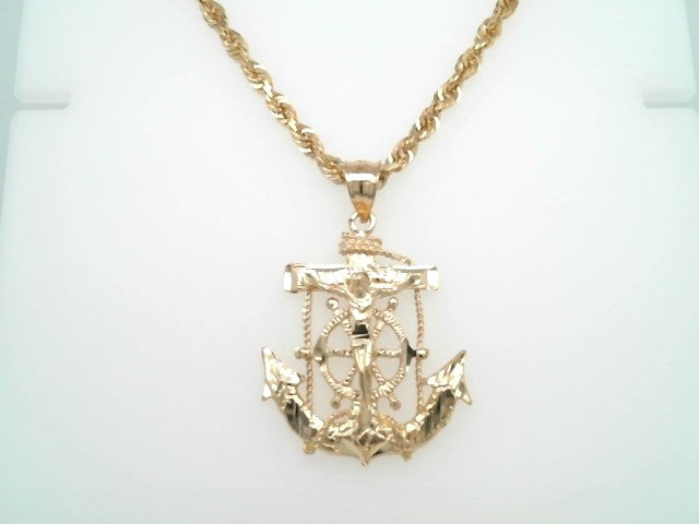 14 Karat Yellow Gold Mariner's Cross Pendant