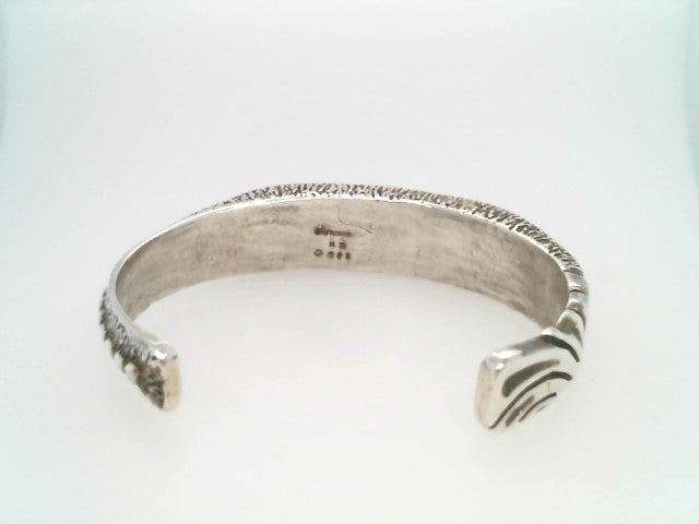 Vintage Handmade Navajo Sterling Silver Multi Gem Inlay Cuff Bracelet