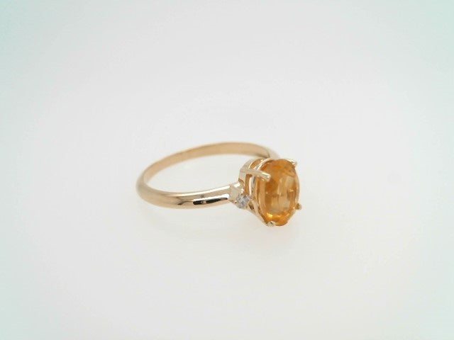 14 Karat Yellow Gold Citrine & Diamond Accent Ring