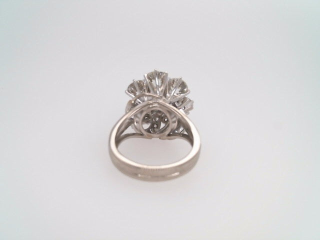 Vintage Retro Platinum Diamond Cluster Ring