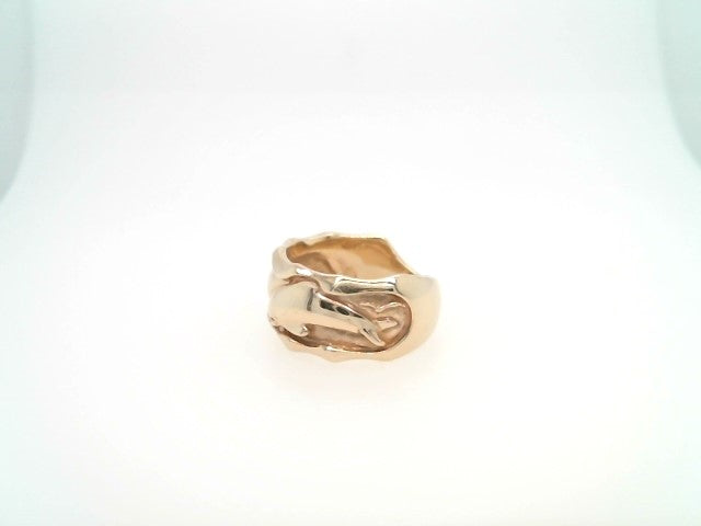 Vintage 14 Karat Yellow Gold 10 Mm Wide Triple Dolphin Band Ring