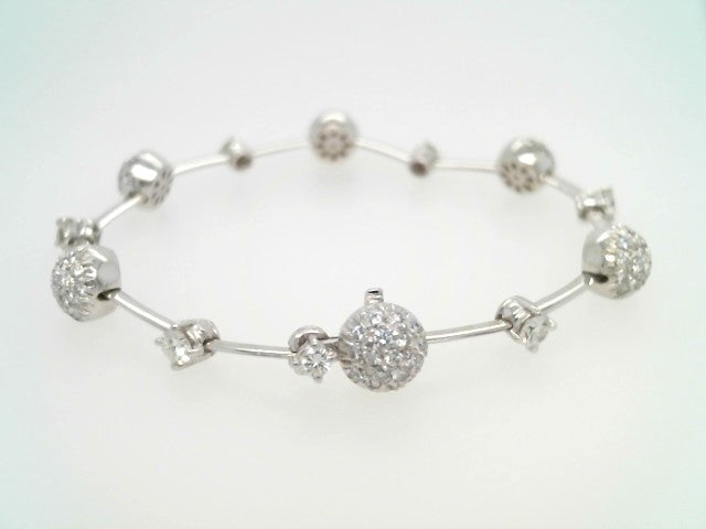 Vintage 18 Karat White Gold Diamond Station Line Bracelet