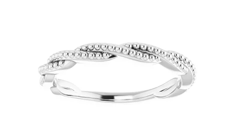 Sterling Silver 2 Mm Beaded Twist Ring