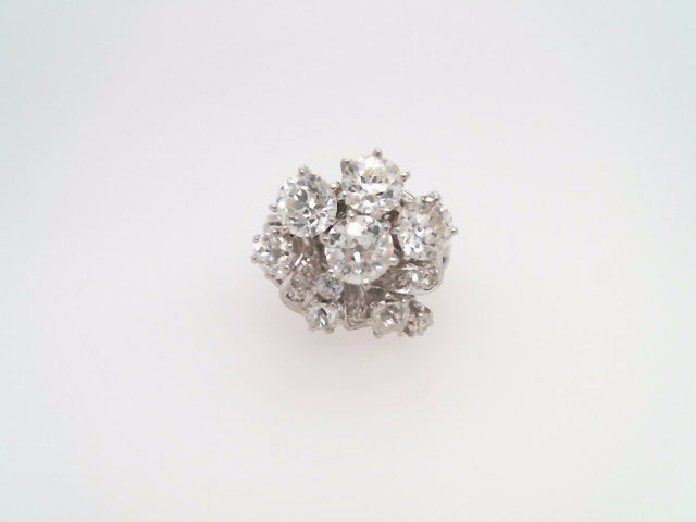 Vintage Retro Platinum Diamond Cluster Ring
