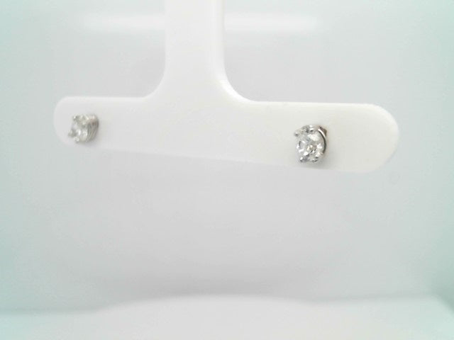 14 Karat White Gold 4 Prong Set Oval Diamond Solitaire Stud Earrings