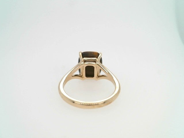 14 Karat Yellow Gold Cushion Shaped Carved Tiger's Eye Intaglio Split Shank Ring