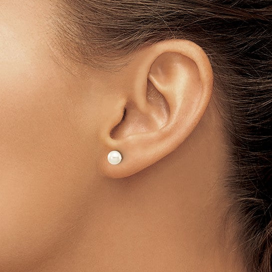 14 Karat Yellow Gold 5-6mm White Freshwater Pearl Earrings