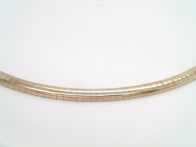 Vintage 14 Karat Yellow Gold 3.5 Mm Domed Omega Chain Necklace 17"