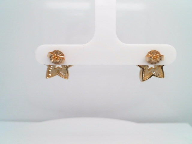 Vintage 14 Karat Yellow Gold Star Earrings With Tapered Baguette Diamonds