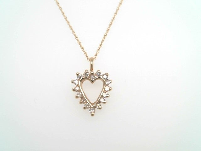 Vintage 14 Karat Yellow Gold Diamond Heart Pendant
