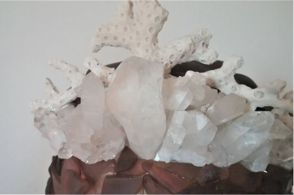 Shell Encrusted Bust Statue With Hand Picked Florida Sea Shells, Coral