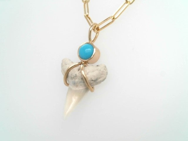 14 Karat White Gold Florida Shark's Tooth & Diamond Pendant