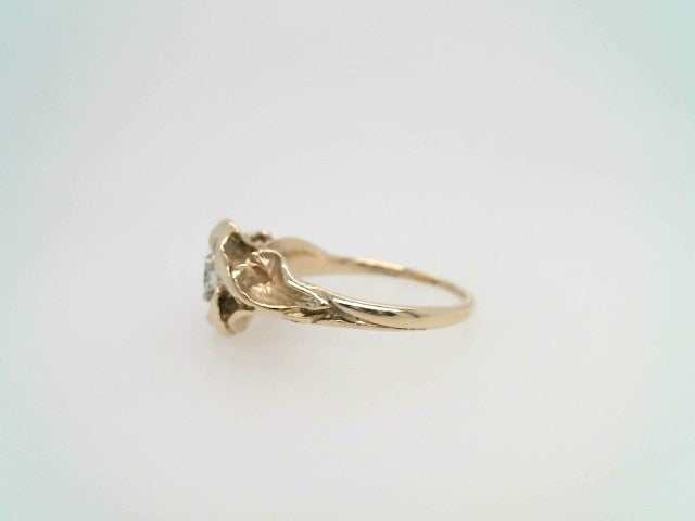 Vintage 14 Karat Yellow Gold & Platinum Rose Floral Diamond Engagement Ring