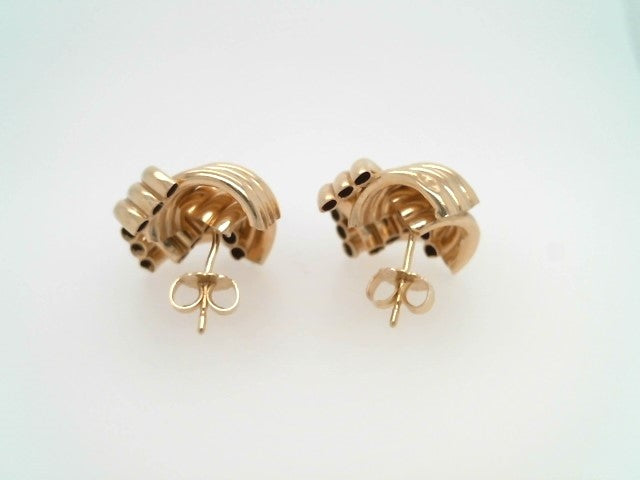 Vintage 14 Karat Yellow Gold 17 Mm Square Love Knot Post Earrings