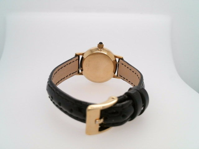 Vintage 14 Karat Yellow Gold Movado "Zenith" Watch With Leather Strap, Mechanical Movement