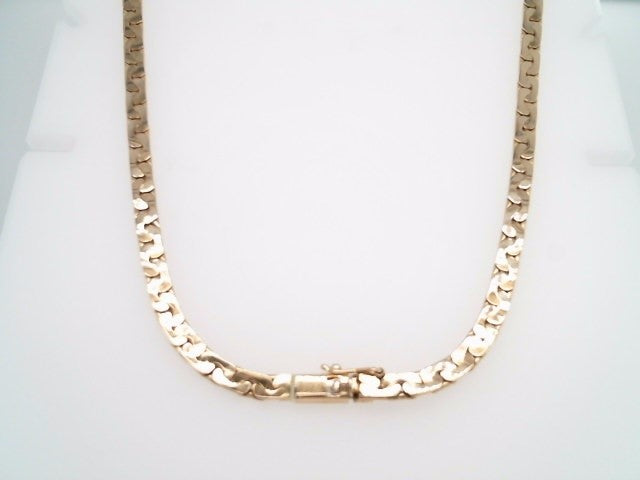 Vintage 14 Karat Yellow Gold 3.5 Mm Flattened Link Chain Necklace, 23"