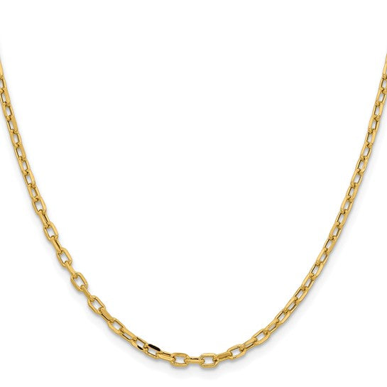 14 Karat Yellow Gold 3 Mm Semi-Solid Diamond Cut Open Link Cable Chain 18"