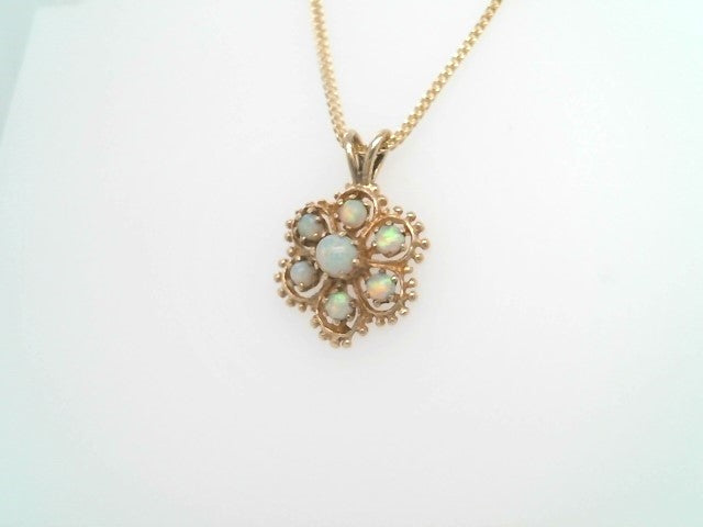Vintage 14 Karat Yellow Gold Opal Cluster Pendant